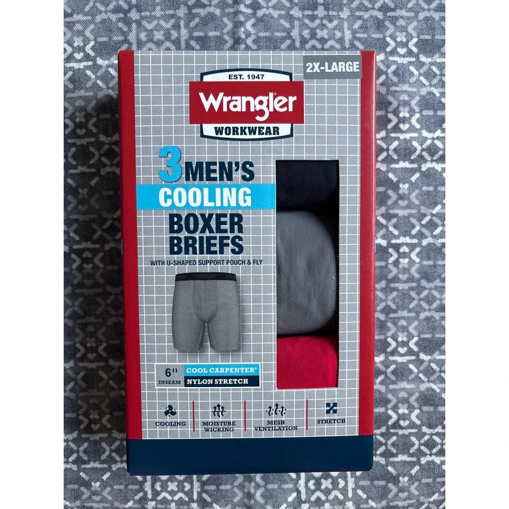 Wrangler Boxer Briefs‎ Men 2XL Multi New 3-Pack Cooling Nylon Stretch 6